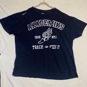 Akademiks Mens 4XL T-Shirt Navy Blue Track and Field Graphic 100% Cotton 4TG
